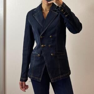 Vintage Denim Buttoned Blazer
